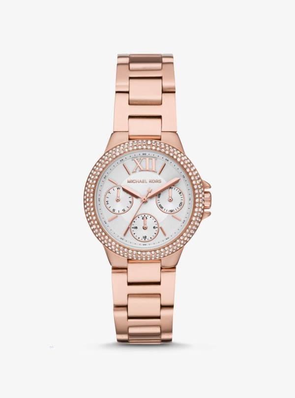 Damske Rose Gold-tone Hodinky Michael Kors Mini Camille Pavé Ruzove Zlate - Hodinky Michael Kors Slevy | AEQOG-2495